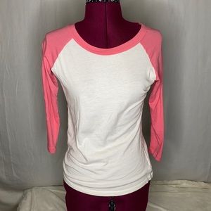 Forever 21 Baseball Tee with pink 3/4 Sleeves Size Medium
